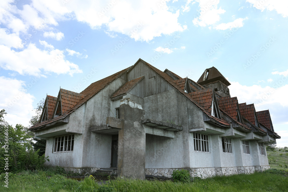 Old abandoned house in village on sunny day Old abandoned house in village on sunny day