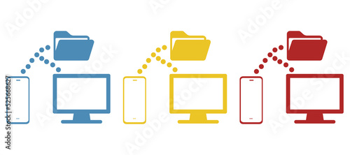 icon of transferring files from one medium to another, vector illustration