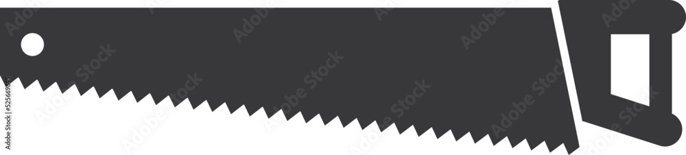 Hand saw icon. Black wood cutting tool Hand saw icon. Black wood cutting tool