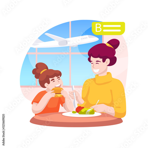 Lunch at the airport isolated cartoon vector illustration.