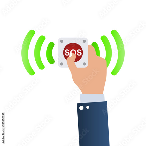 hand icon, sos button concept, vector illustration