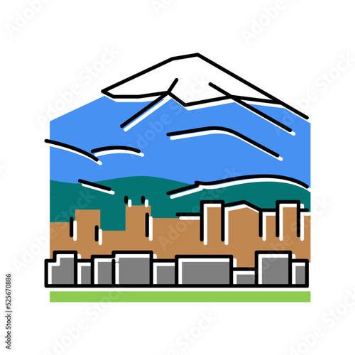 fujiyama mountain color icon vector illustration