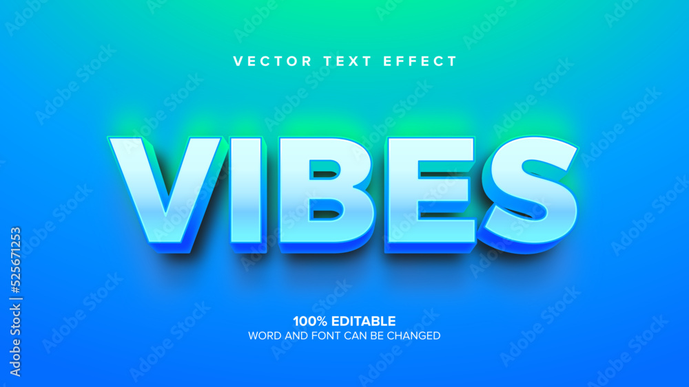 text effect vibrant color, blue and green, fresh vibes