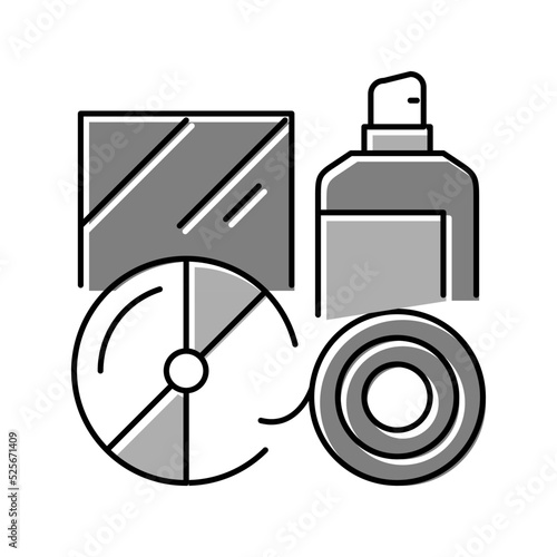 disk and bottle plastic waste color icon vector illustration