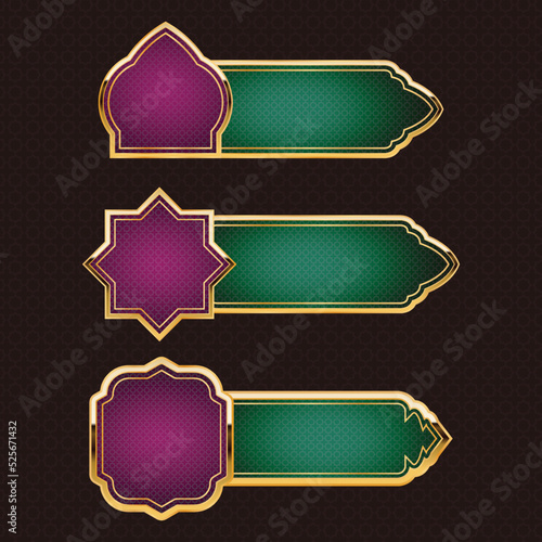 luxury golden Arabic Islamic text box title frame border and Islamic lower third banner set