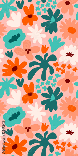 Abstract seamless pattern with cute hand drawn meadow flowers. Fashion stylish natural background. © Oleksandra