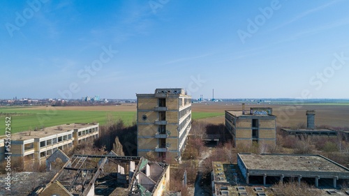 Tablou pe pânză Aerial view of an abandoned area with old buildings in Osijek, Croatia