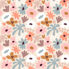 Wandcirkels Kinderkamer patronen Handgetekende veldbloemen abstract patroon  © Oleksandra