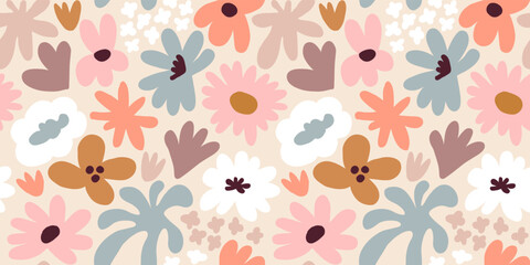 Wandcirkels Kinderkamer patronen Abstracte weidebloemen modieus natuurpatroon  © Oleksandra