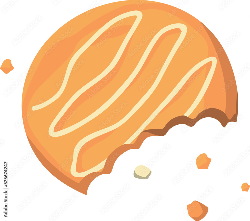 Bited round cookie. with crumbs. Eaten tasty bakery Bited round cookie. with crumbs. Eaten tasty bakery