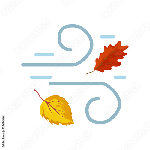 icon of the wind with leaves on a white background, vector illustration