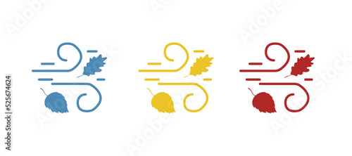 icon of the wind with leaves on a white background, vector illustration