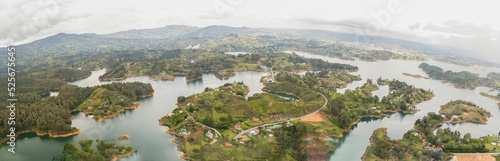 Panoramic view of a river sorrunded by land in Colombia photo