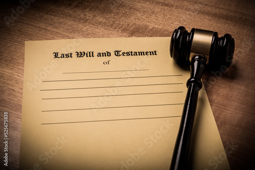 Last Will And Testament Document On Desk photo