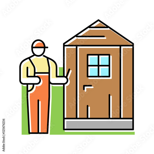 shed installation repair color icon vector illustration