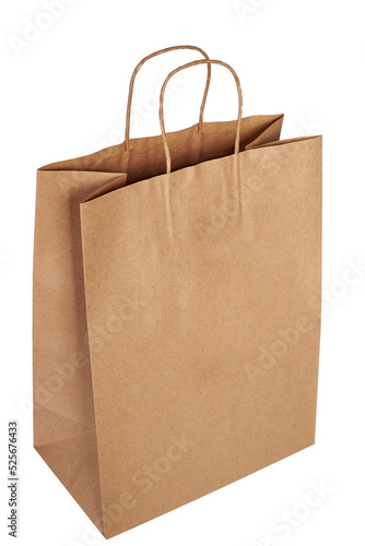 A brown paper bag removed slightly to the side. Craft bag insulated on a white background.