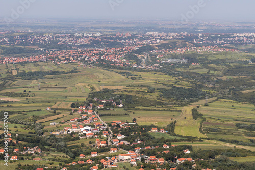 Landscape from Avala Tower near city of Belgrade, Serbia photo