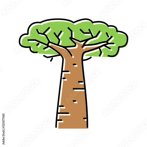 baobab africa tree color icon vector illustration