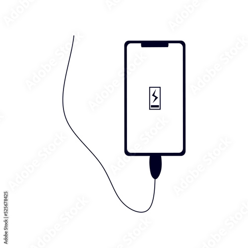 the phone is charging. charging gadget design. Vector illustration of device discharge. flat minimal style