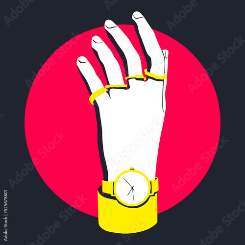 fashion minimal illustration. Fake hand in stylish accessories