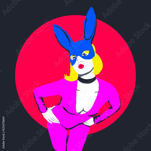 Fashion minimal illustration Stylish Party Disco Girl