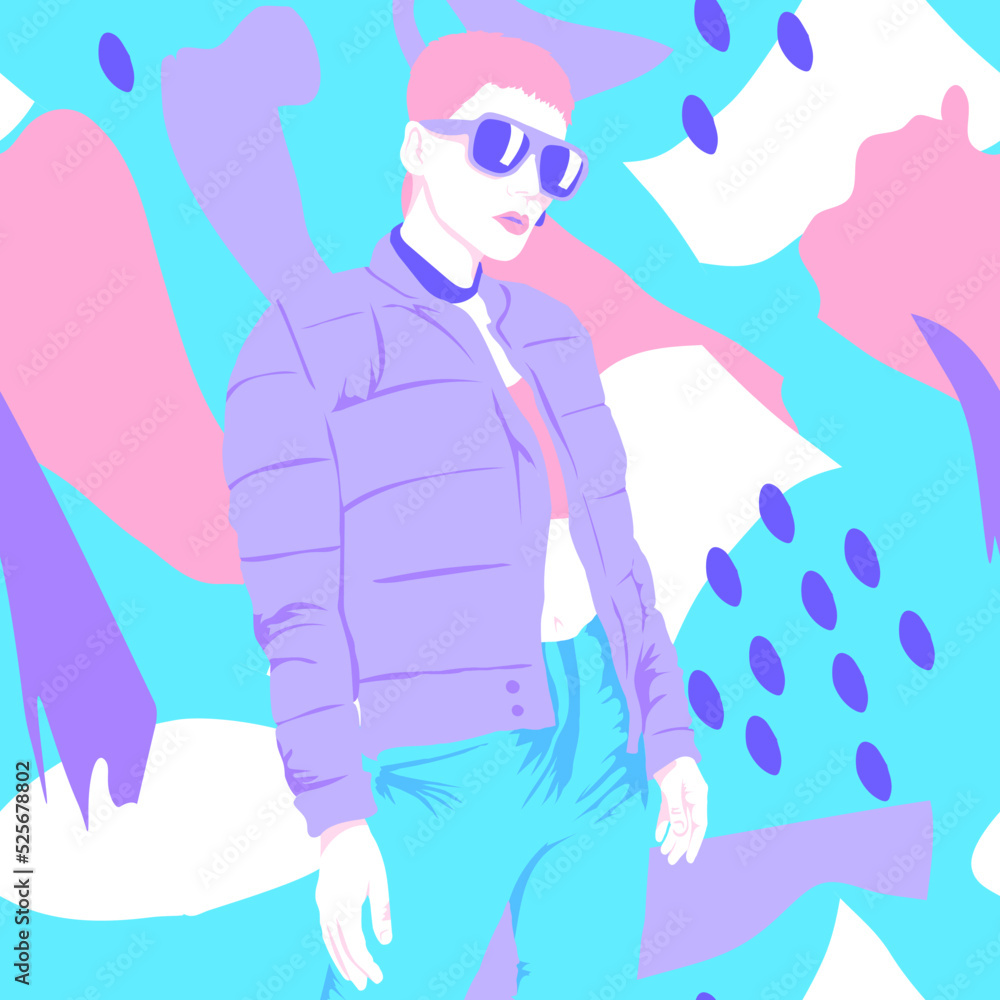 Fashion minimal illustration Stylish urban Girl Fashion minimal illustration Stylish urban Girl