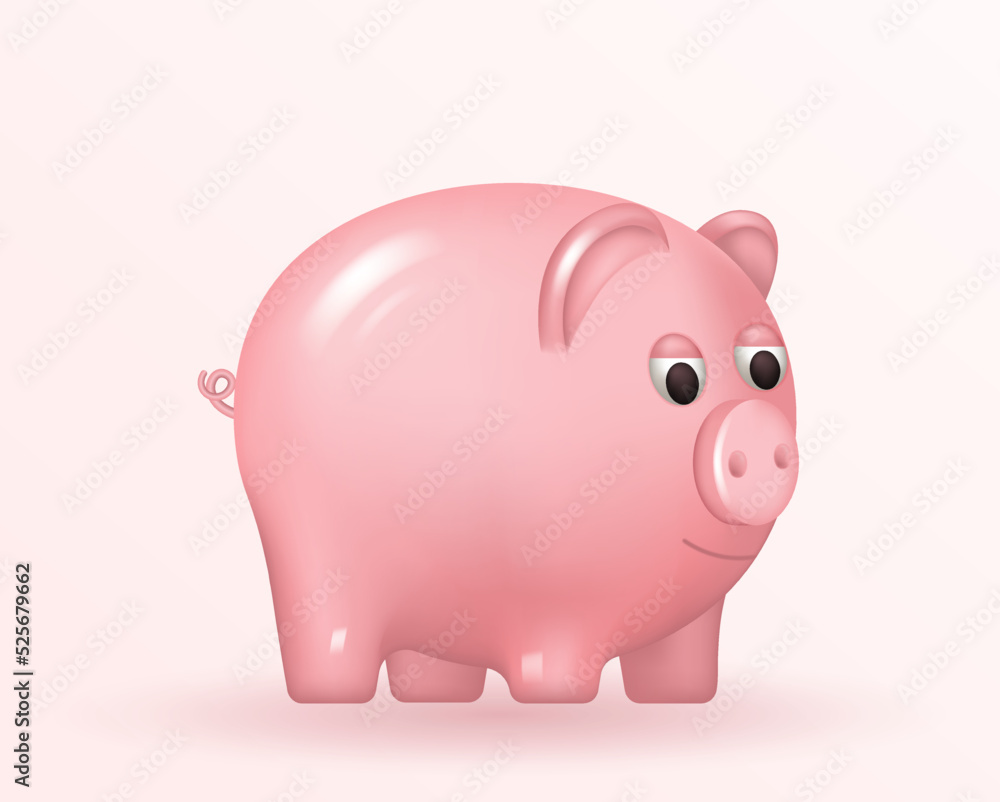 Piggy bank concept. Realistic 3d design. Keep and accumulate cash savings. Safe finance investment. Vector illustration Piggy bank concept. Realistic 3d design. Keep and accumulate cash savings. Safe finance investment. Vector illustration