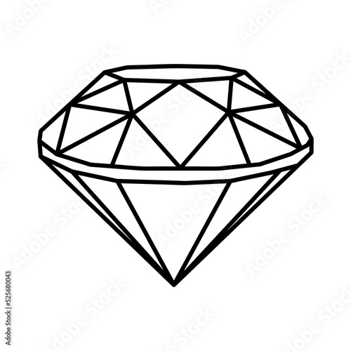 Diamond linear vector. hand-drawn brilliant. Abstract black diamond icon. Linear outline sign. Vector diamonds logo design.