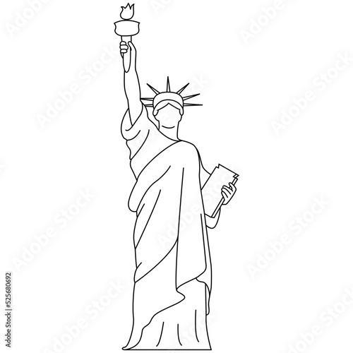Statue of liberty in linear vector illustration