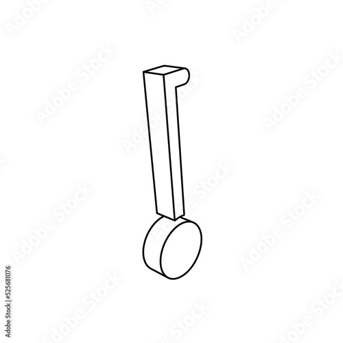 The outline of a large gyroscooter is made with black lines. 3D view of the object in perspective. Vector illustration on white background