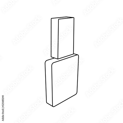 The outline of a large nail polish symbol is made with black lines. 3D view of the object in perspective. Vector illustration on white background