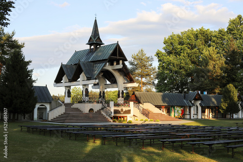 LUDZMIERZ, POLAND - MAY 28, 2022: Garden architecture at the Sanctuary of Our Lady in Ludzmierz. photo