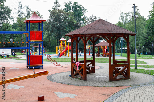 RABKA-ZDROJ, POLAND - AUGUST 22, 2022: A big modern playground in public park. © agneskantaruk