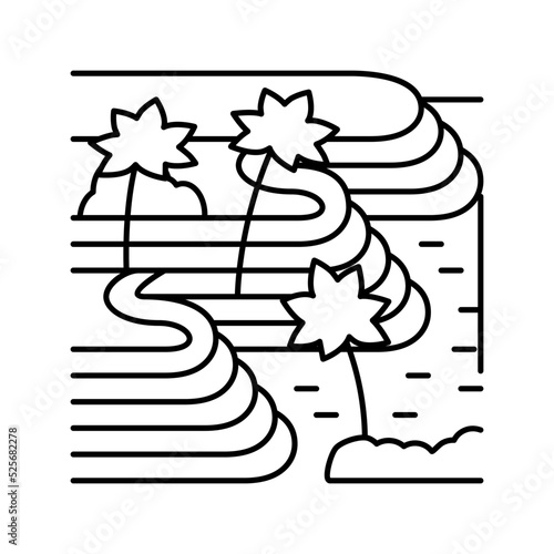 tegallalang rice terraces line icon vector illustration