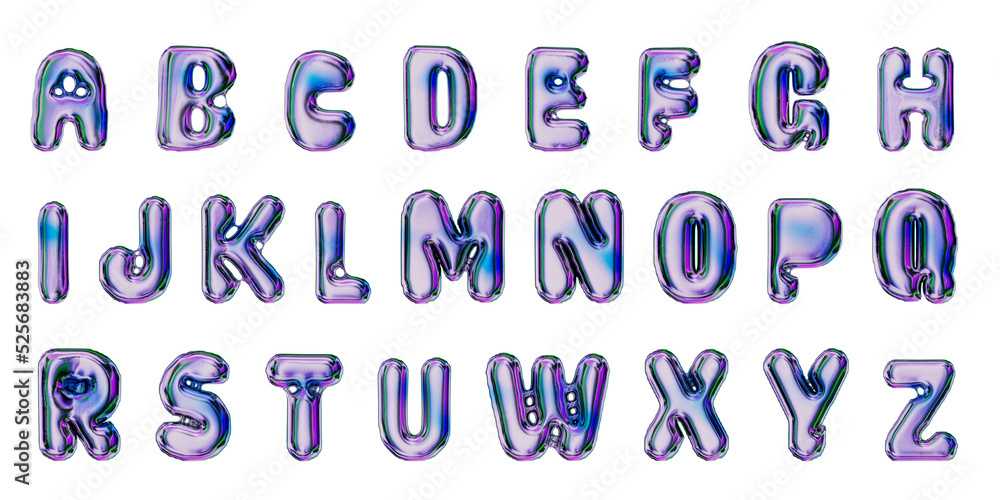 Alphabet, inflatable chrome letters, balloons