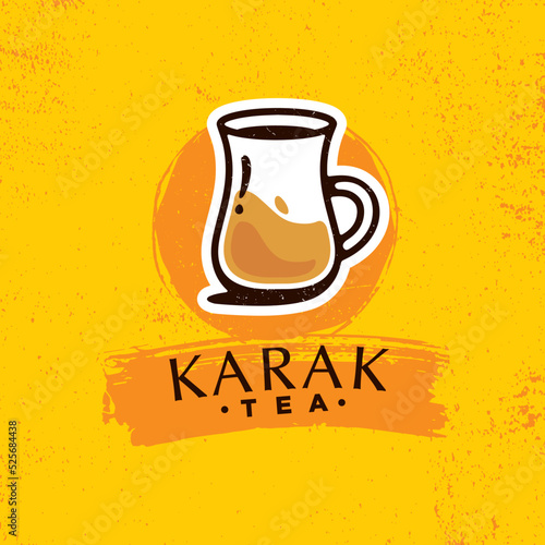 Karak Milk Chai Illustration On Organic Background. Spicy Hot Tea Design Element Vector Design	