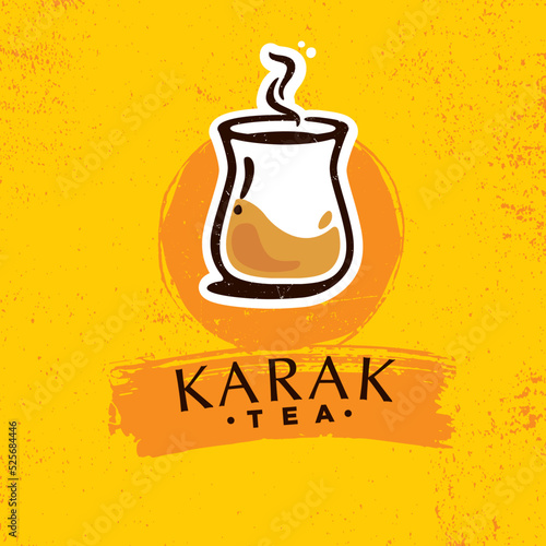 Karak Milk Chai Illustration On Organic Background. Spicy Hot Tea Design Element Vector Design	