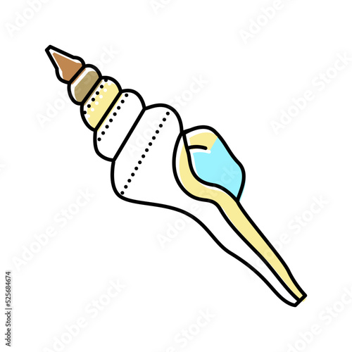 spindle sea shell beach color icon vector illustration