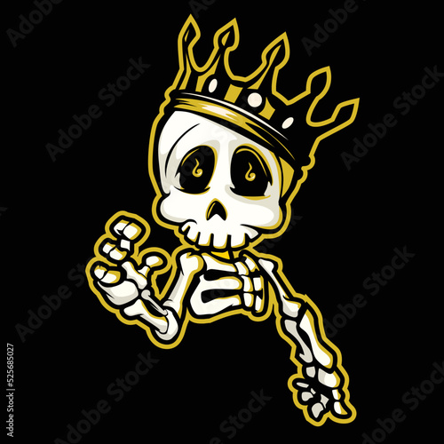 Skeleton vector character illustration wearing a crown