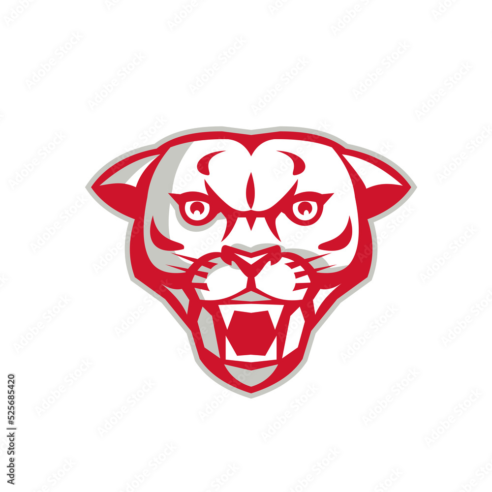 Fototapeta premium Angry Cougar Mountain Lion Head Retro