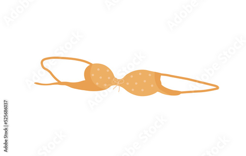 Beautiful bra upper underwear in beige and yellow color. Women swimwear suit bikini.