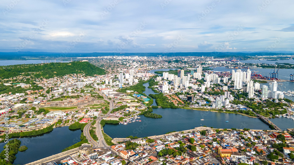 Natural view of Cartagena Colombia, the sea of the city