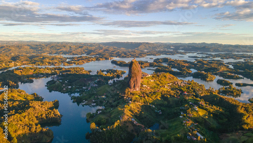 Natural panoramic view of the Peñol Antioquia dam, aerial shots with a drone, La piedra photo
