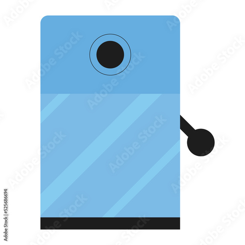 Pencil sharpener with pen. Stationery for school and office. Flat style. Vector.