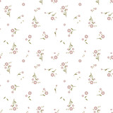 Seamless pattern of small field simple pastel flowers and bouquets. Design for cotton fabric, wallpaper, home textile.