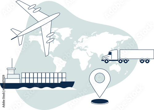 Global logistic icon. Worldwide shipping transport symbol