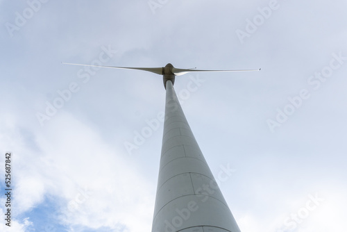wind turbine on a background of grey clouds