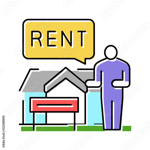 house renter property estate home color icon vector illustration