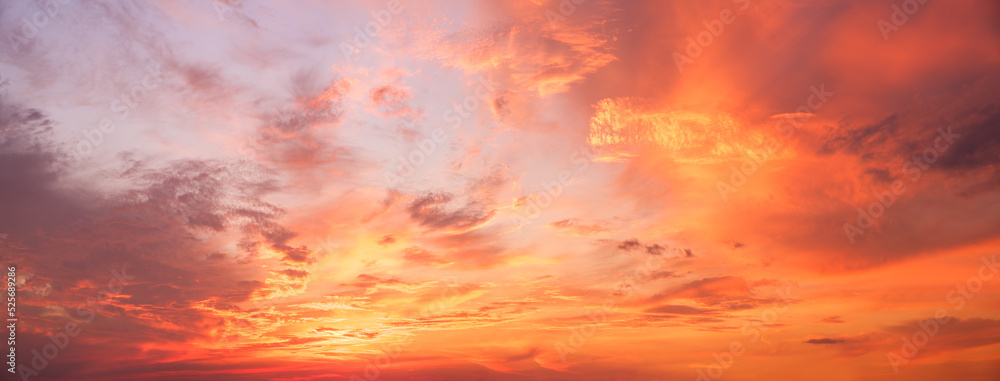 Beautiful red sky sunset panorama as background