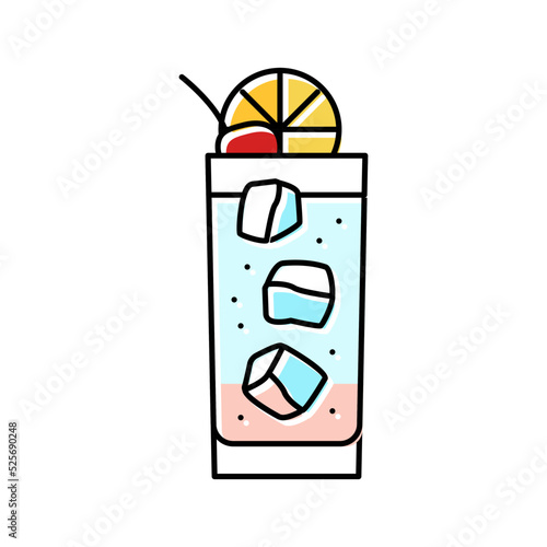 tom collins cocktail glass drink color icon vector illustration